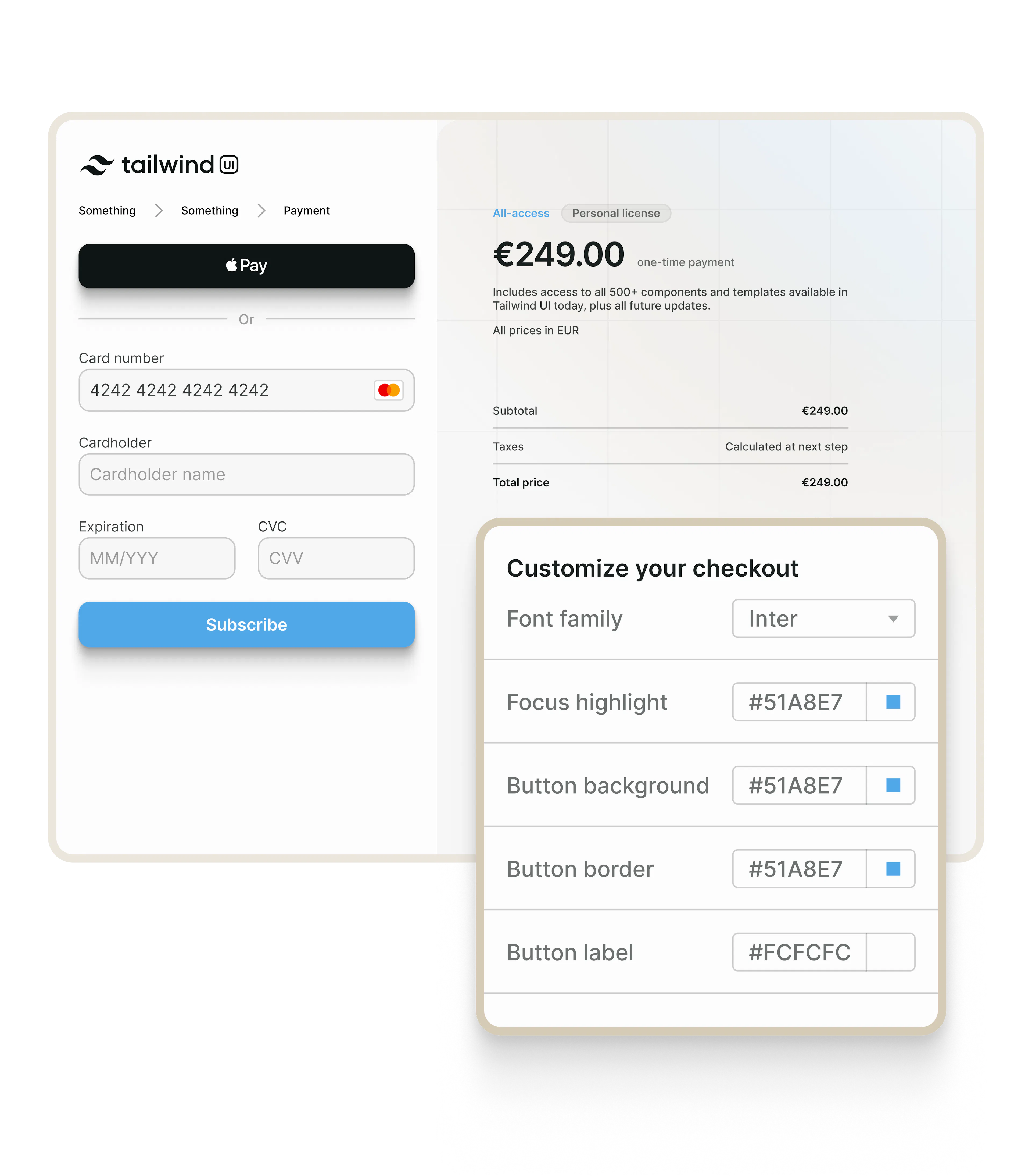 Billing customize checkout