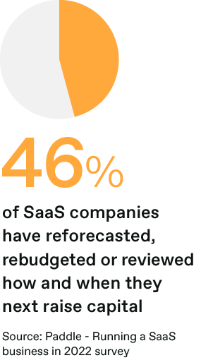 46% of SaaS companies have reforecasted, rebudgeted or reviewed how and when they next raise capital