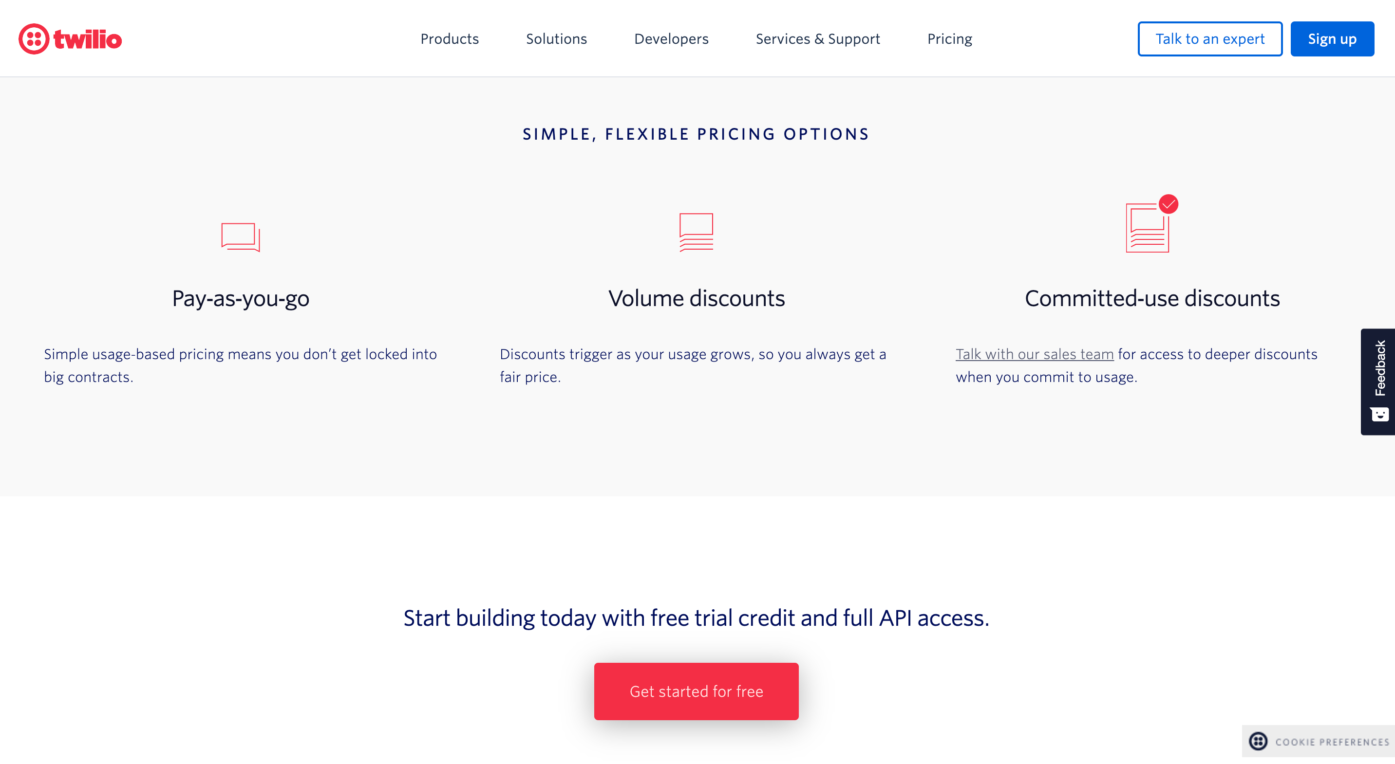 Twilio pricing: Pay-as-you go, volume discounts