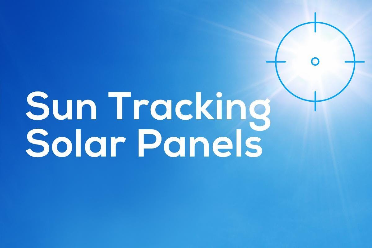 The words "Sun Tracking Solar Panels" over an image of the sun with a target on it, representing how sun-tracking solar panels work, the technology’s pros and cons vs. fixed (non-tracking) systems, and whether solar tracking is worth it.