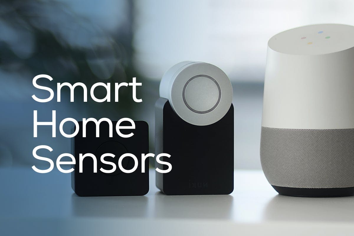 Smart home sensors being used in a home to help prevent damage from fire, water, and theft, as part of a larger smart home ecosystem like Apple HomeKit, Google Home, Amazon Alexa, or SmartThings.