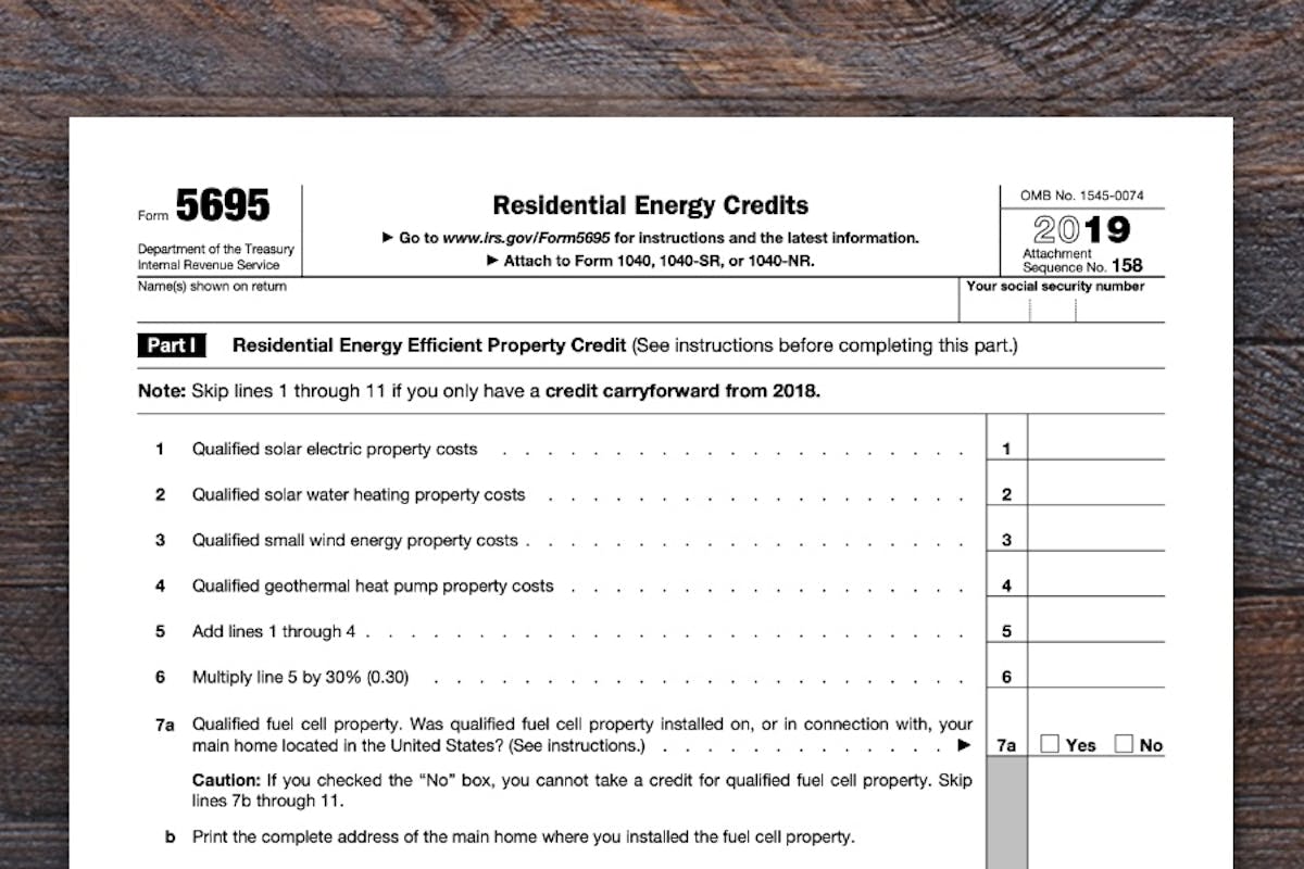 Tax Form 5695 that's used to claim residential energy tax credits on your federal tax returns.