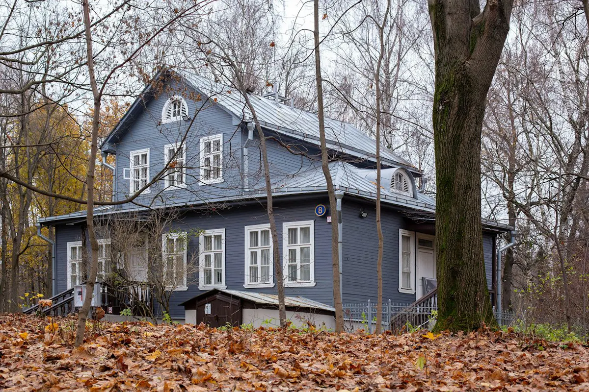 A house in the woods on a cool autumn day.