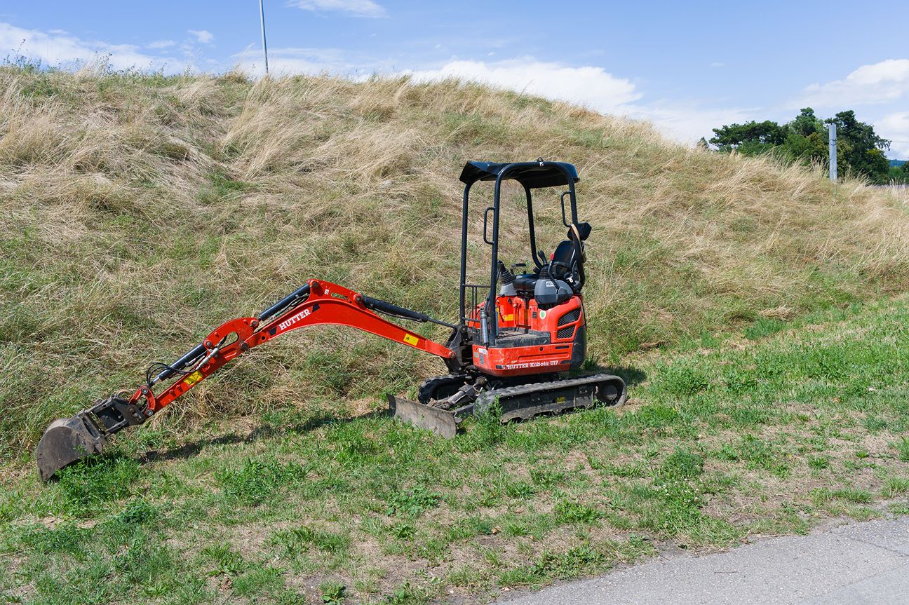 A small excavator.
