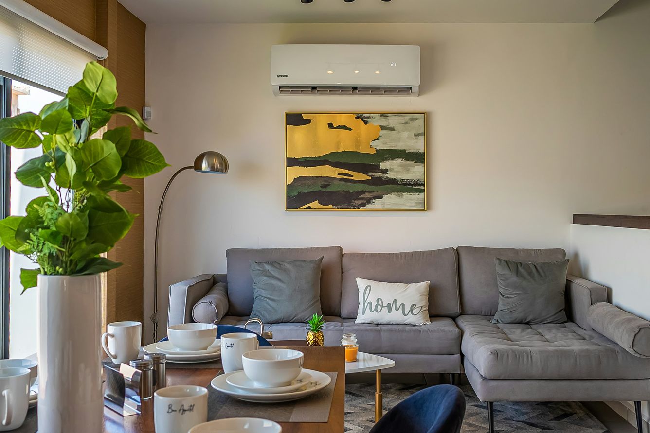 The interior unit of a mini-split heat pump or air conditioner.
