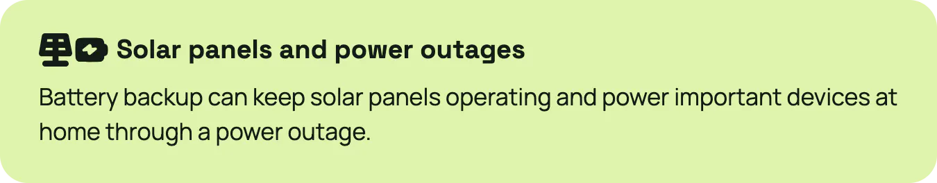 A callout box highlighting the need for battery backup in an outage.