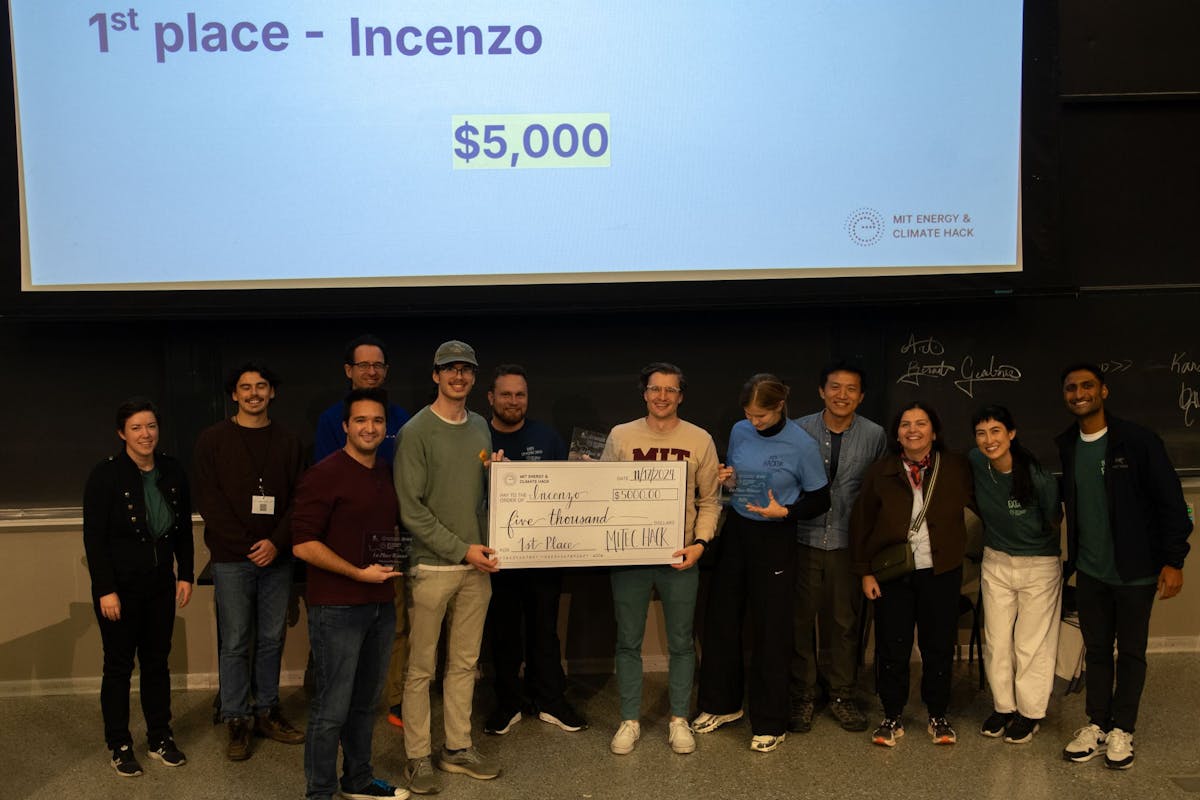 The first place team at the MITClimate & Energy Hackathon.