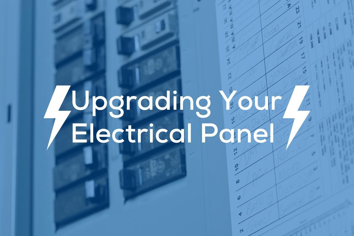 Upgrading Your Electrical Panel over an image of a breaker box.