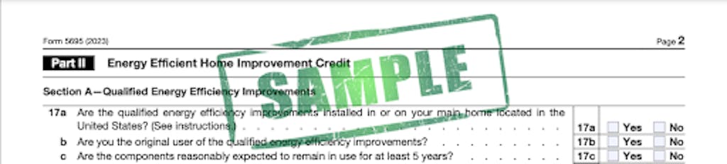 Sectoin 2 of IRS Form 5695: Residential Energy Credits