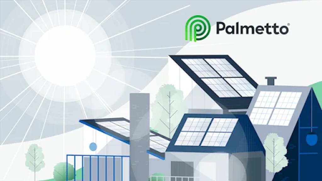 A graphic featuring rooftop solar panels from Palmetto Solar