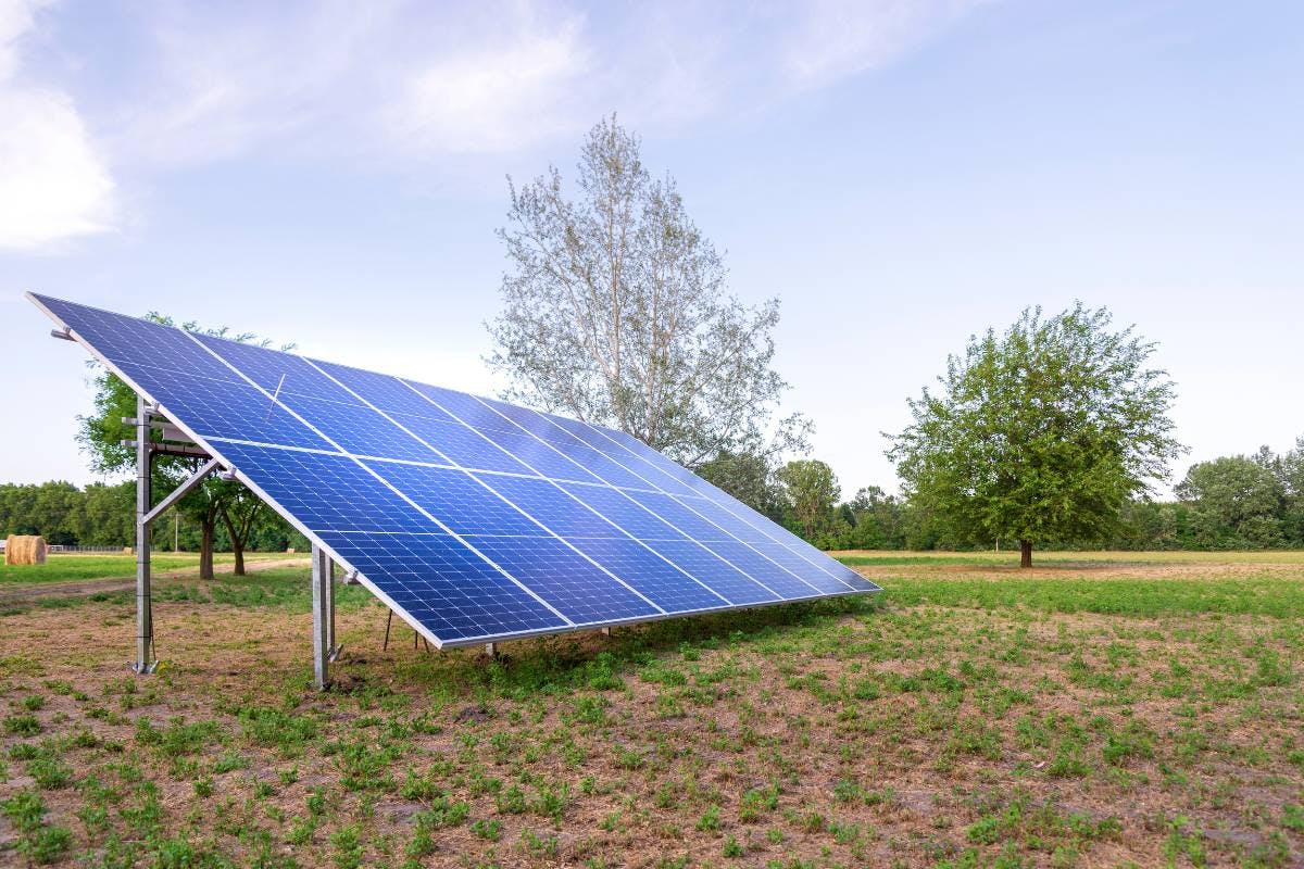 Ground mounted solar panels.