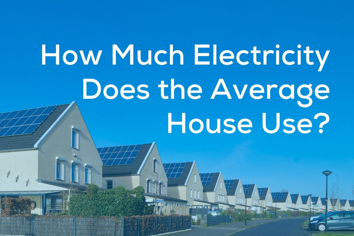 A row of similar homes with solar panels and the words "How Much Electricity Does the Average House Use?"