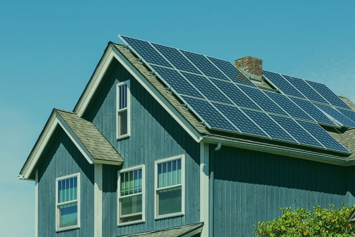 A home with solar panels.