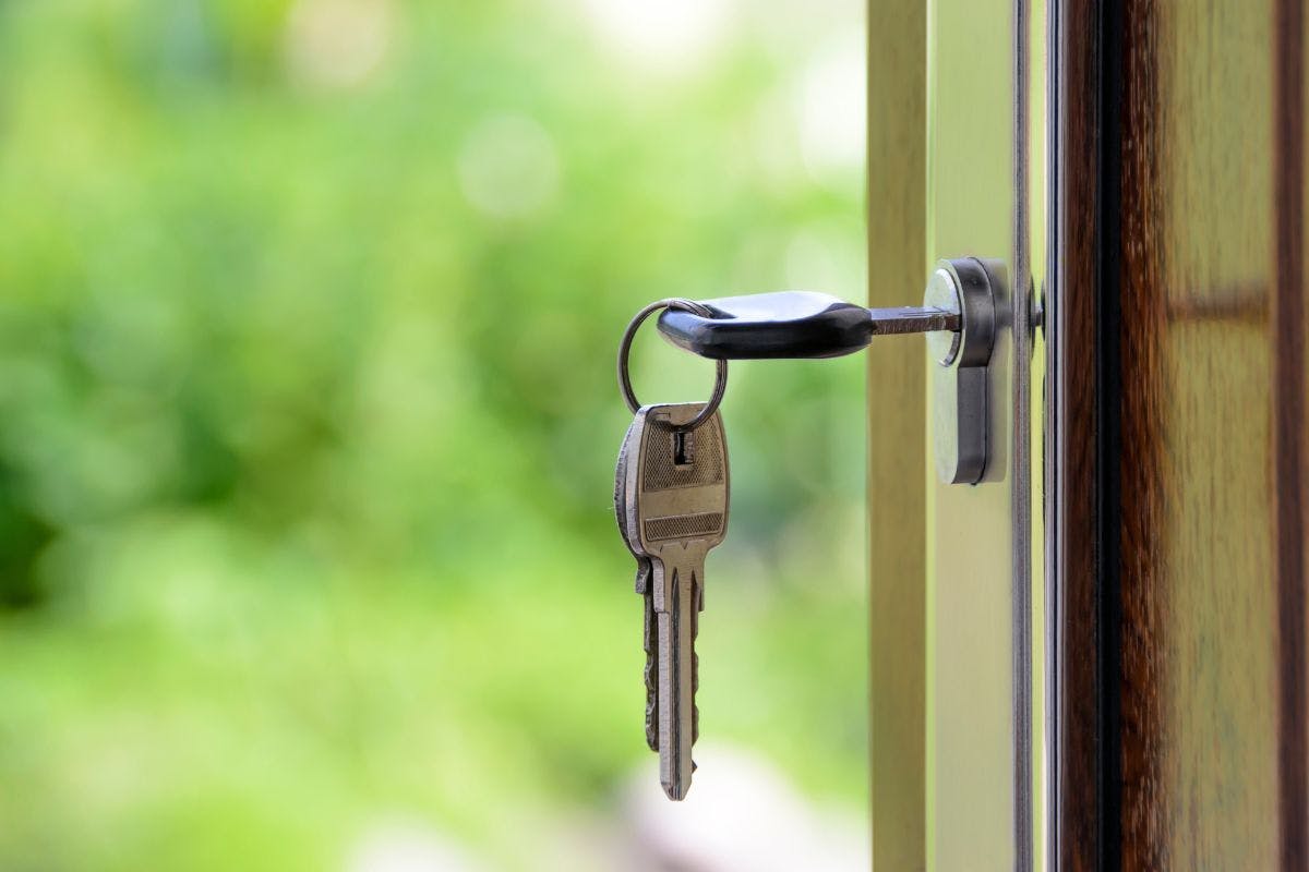 A key in a home's door.