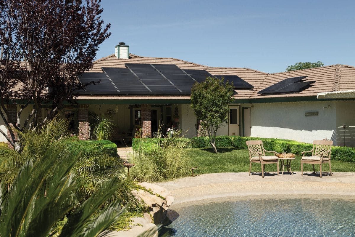 A home with solar panels.
