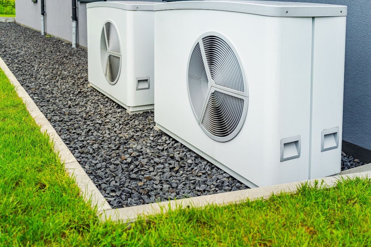 Exterior heat pump units.
