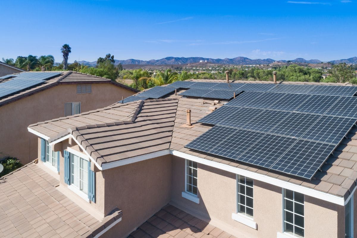 Solar panels on homes.