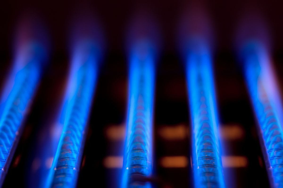 Blue flames from a furnace.