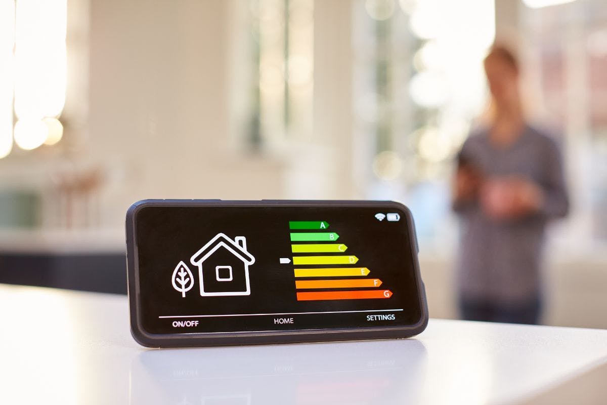 A smart phone displaying home energy information.