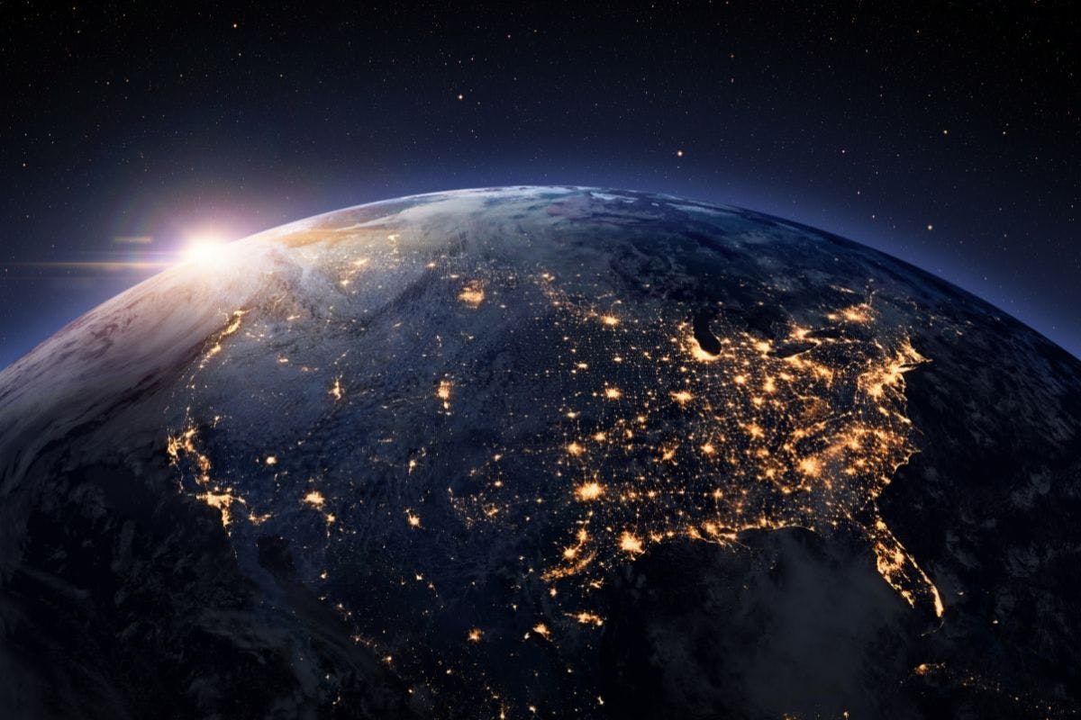North America as seen from space at night.