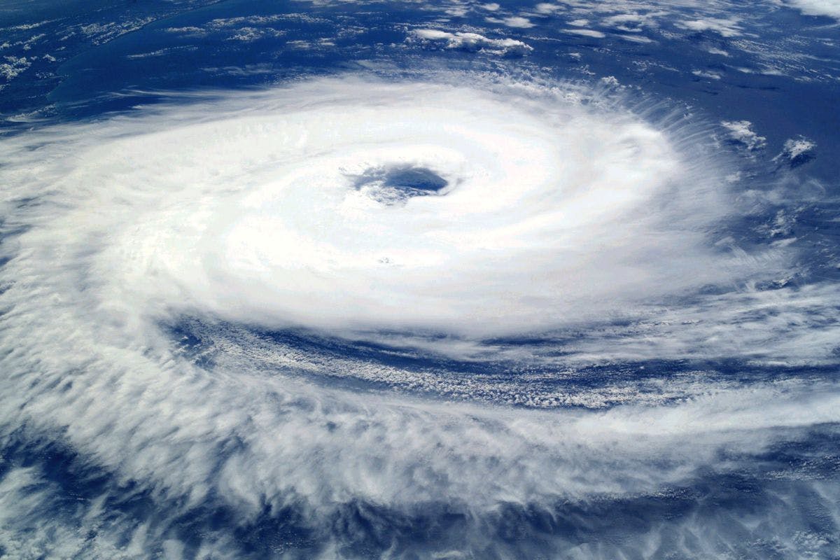 A hurricane as seen from above.