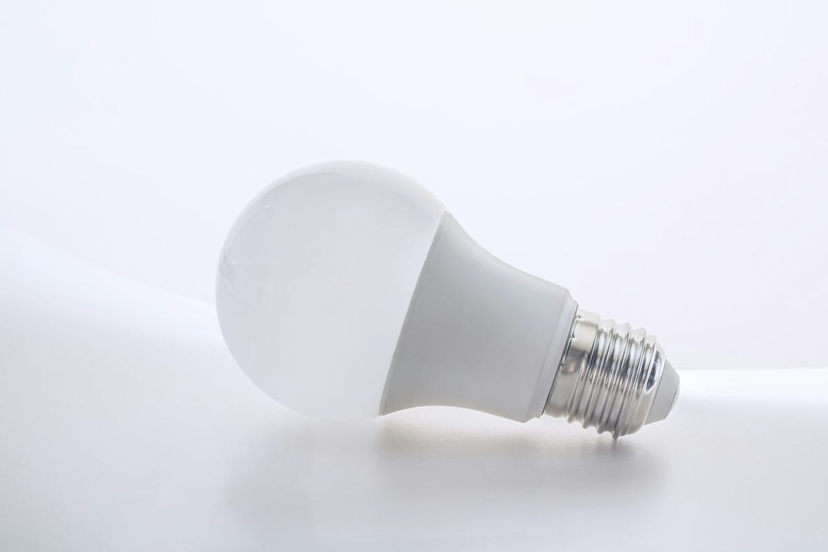 A white LED light bulb.
