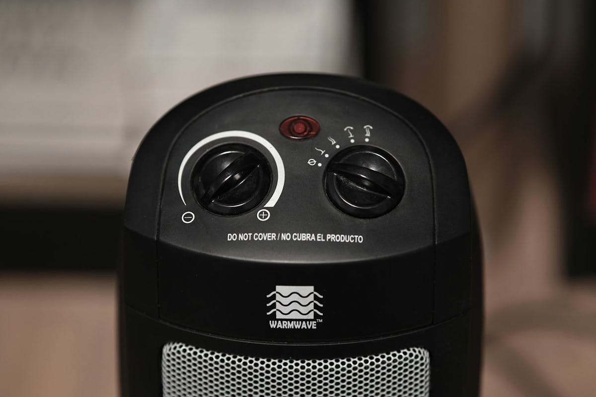 A black space heater.