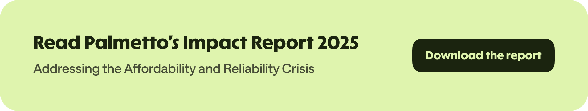 An image inviting readers to read the Palmetto Impact Report for 2025.