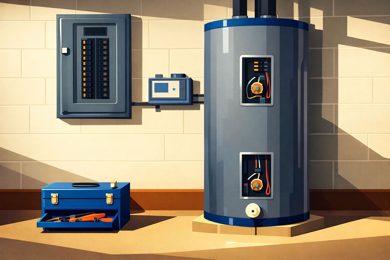 An illustration showing a tank water heater.