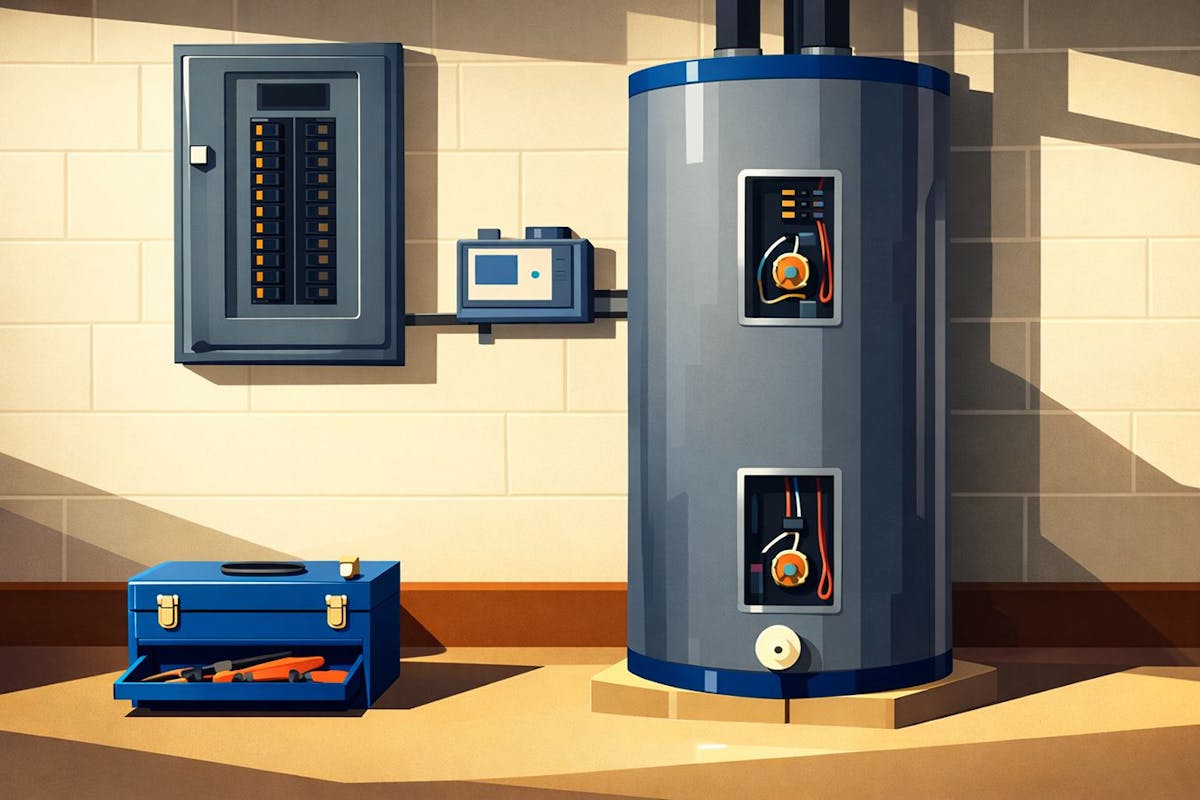 An illustration showing a tank water heater.