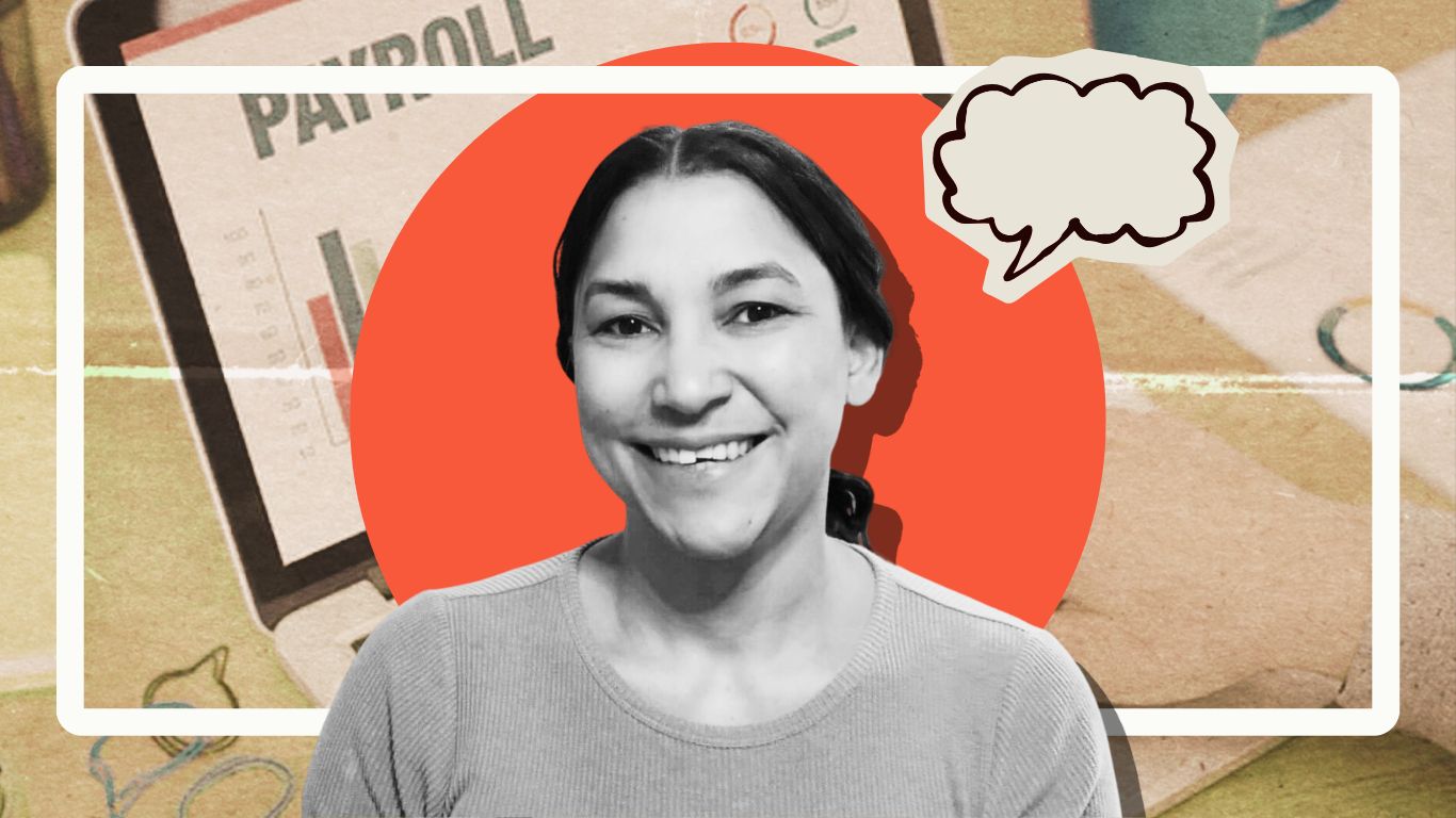 A digital collage featuring Kathryn Fincher.