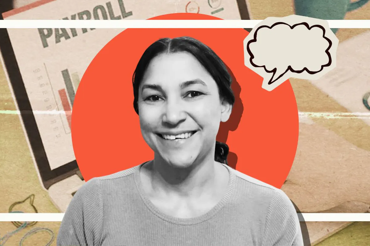 A digital collage featuring Kathryn Fincher.