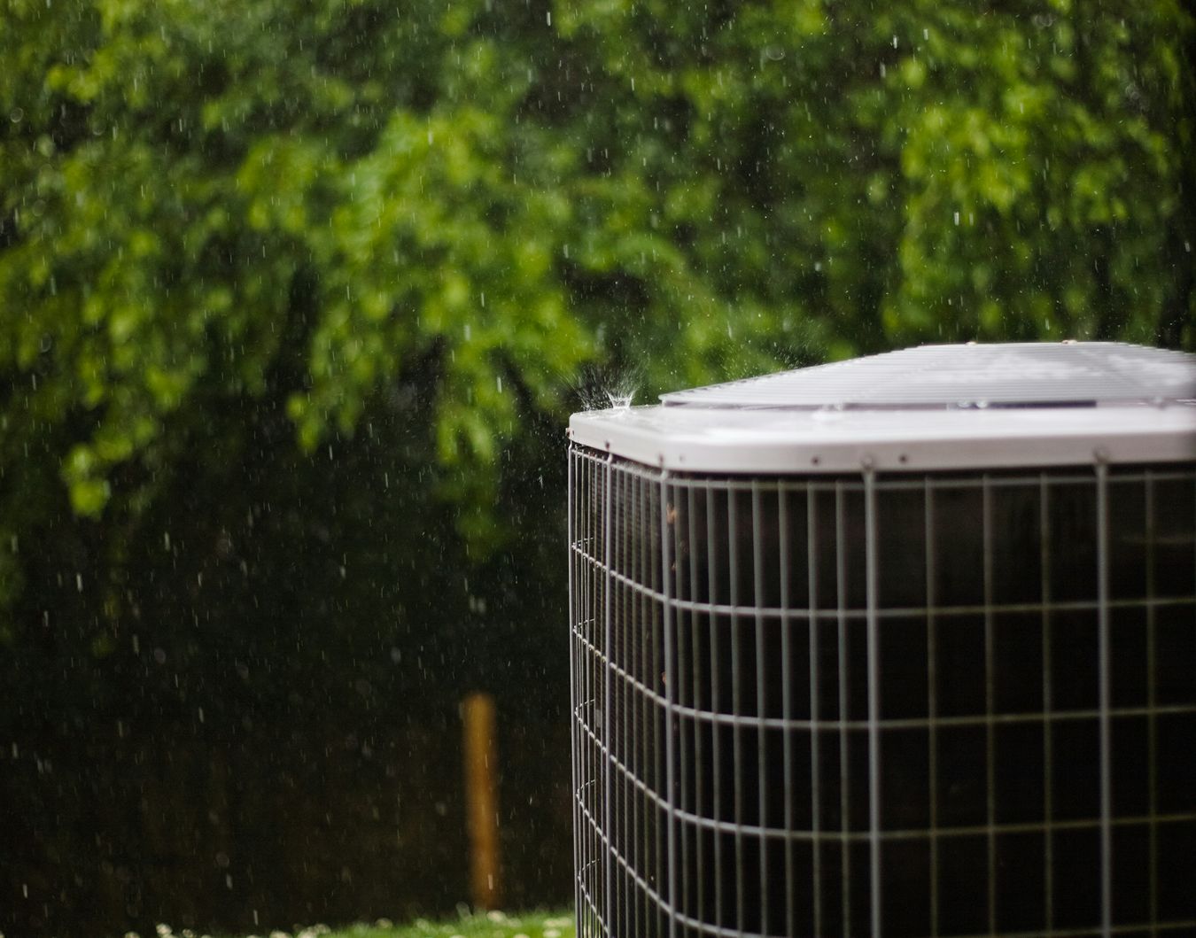 The exterior unit of an air conditioner.