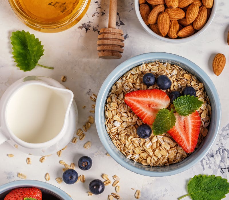 Eat healthy | milk, wheat, nuts