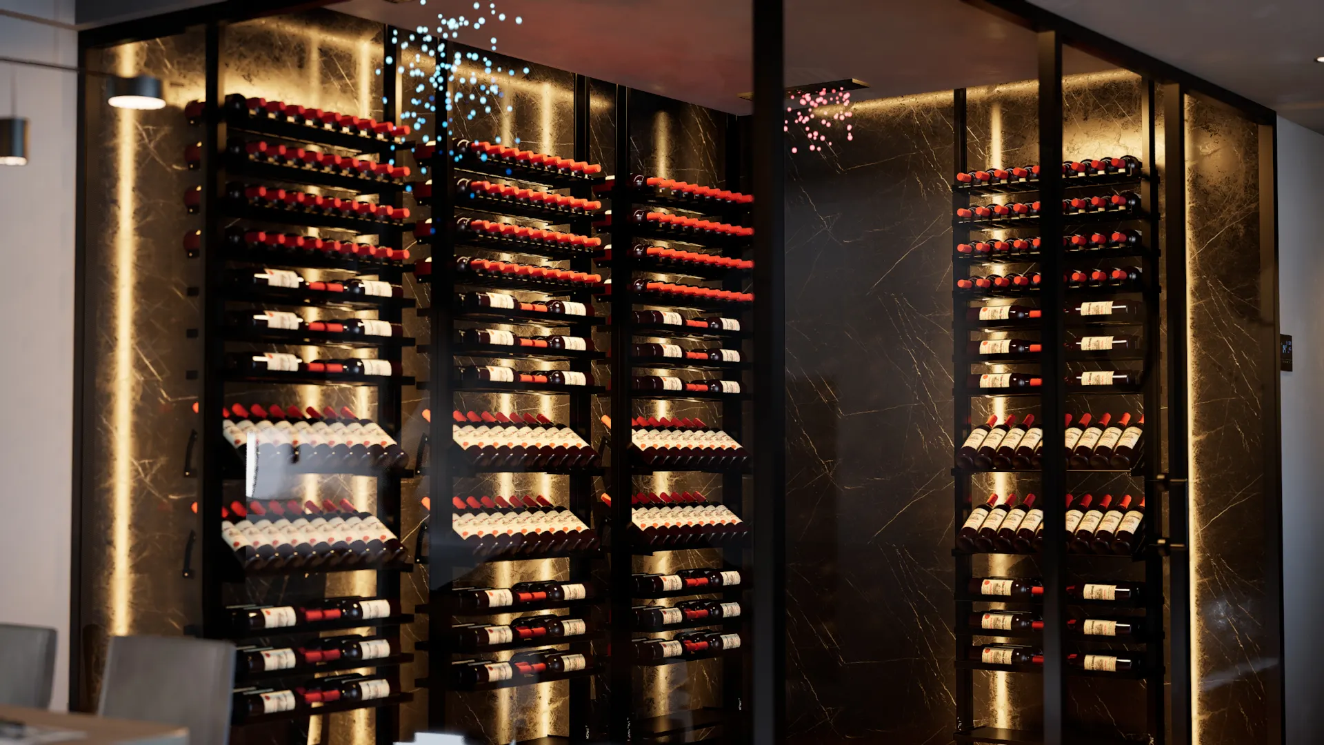 Wine cellar glass-enclosed