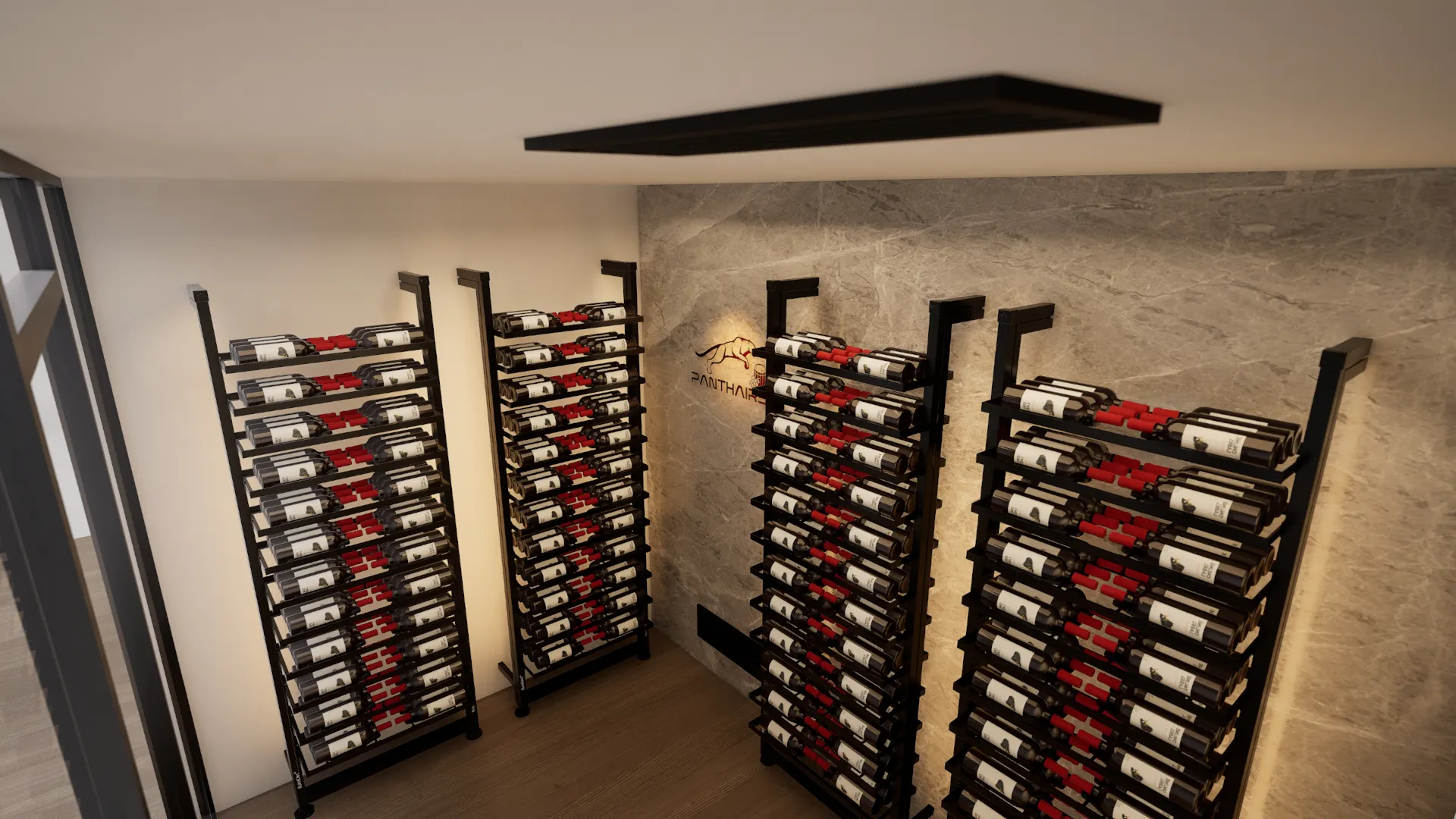 Panthaire APEX ducted wine cellar cooling system installed in a Canadian residential basement