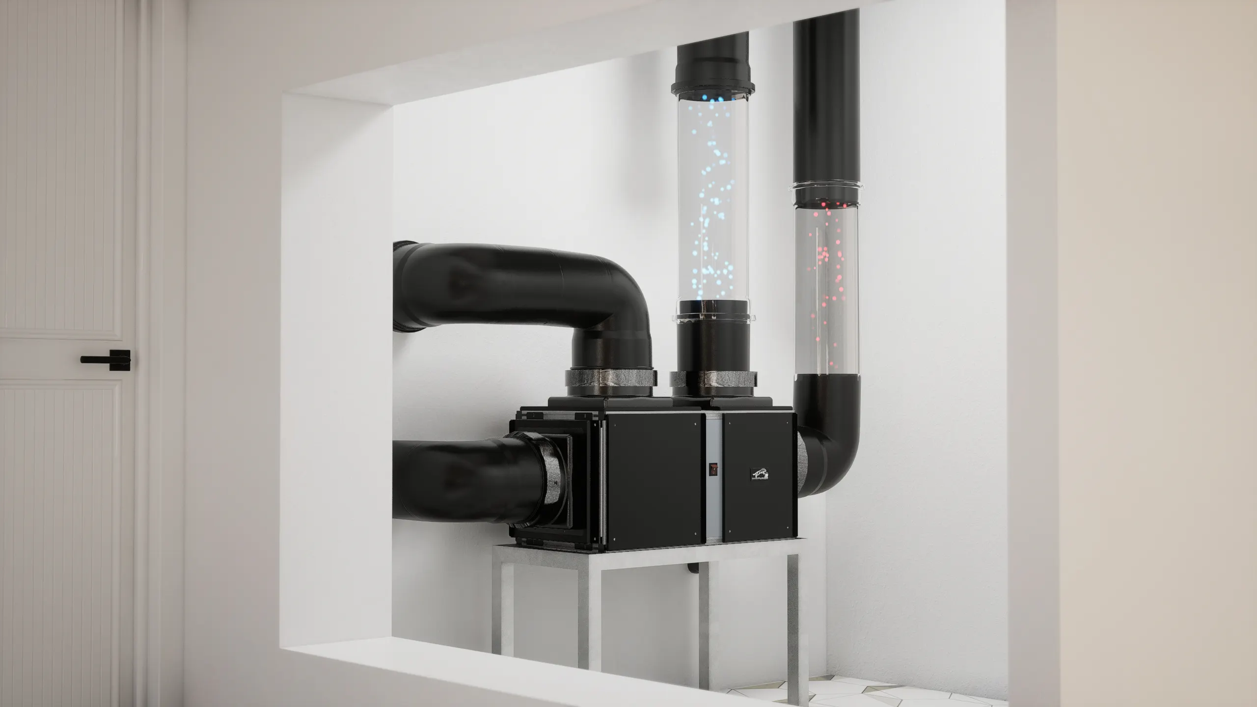 Panthaire APEX cooling system installed in custom wine cellar with racking