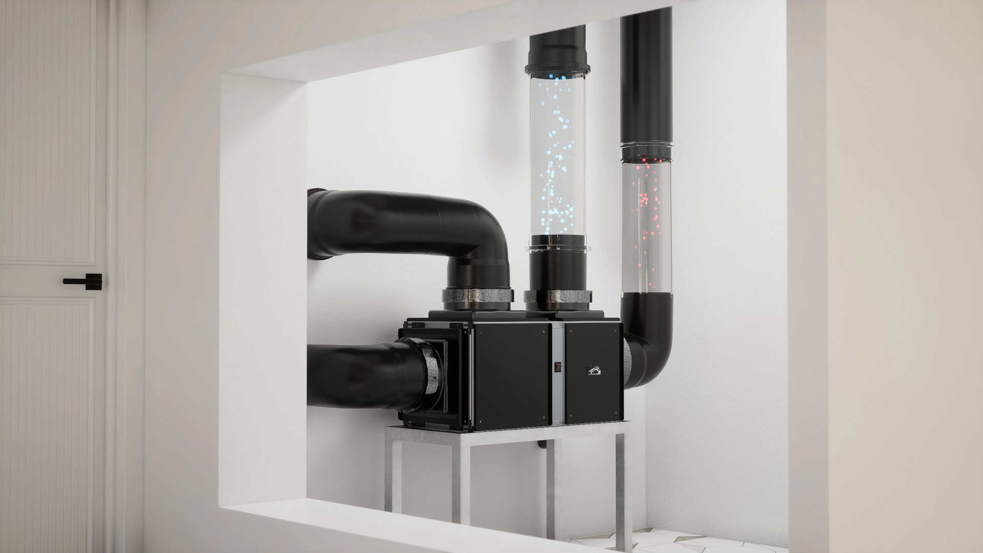Panthaire APEX cooling system installed in custom wine cellar with racking