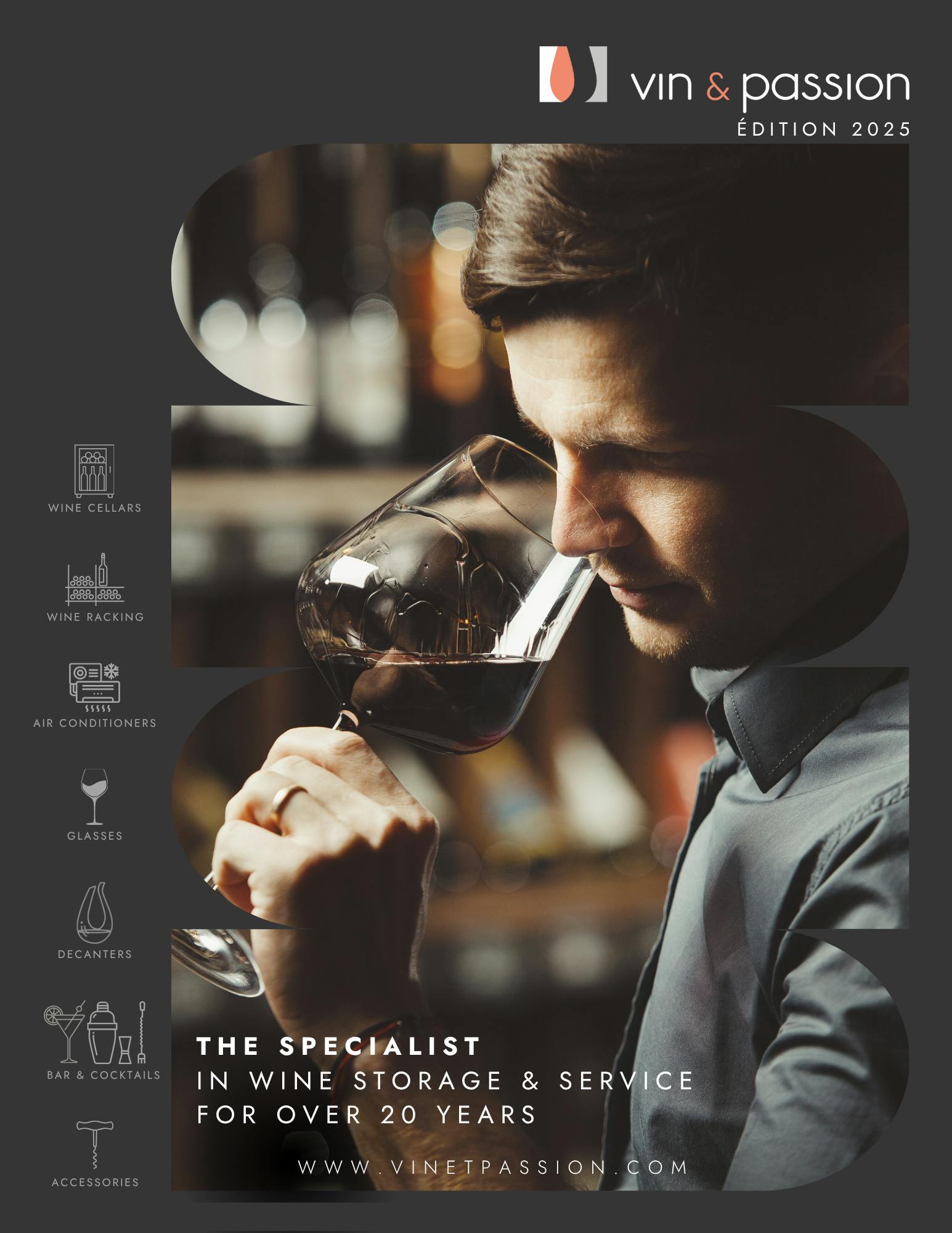 Panthaire APEX wine cellar cooling systems featured on page 22 of Vin et Passion 2025 catalog alongside EuroCave