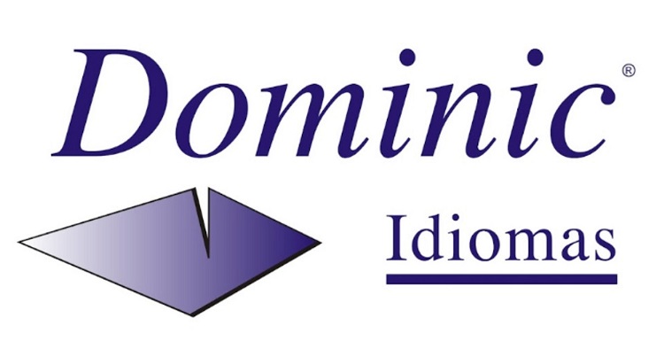 Logo del curso Dominic Idiomas | letras en color azul oscuro.