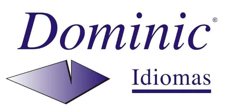 Logo del curso Dominic Idiomas | letras en color azul oscuro.