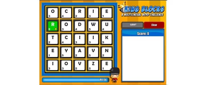 Jogo King Blocks para aprender inglês online