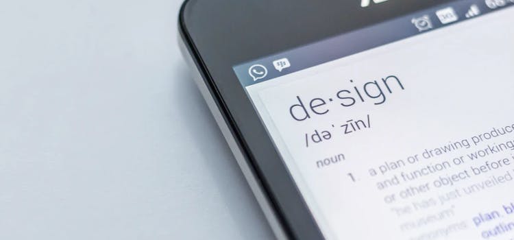 Pantalla de diccionario digital en inglés