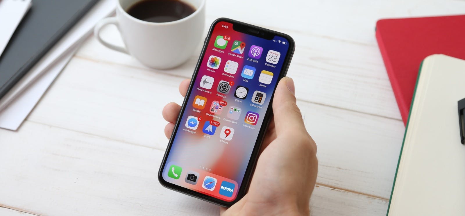Téléphone portable avec application Papora