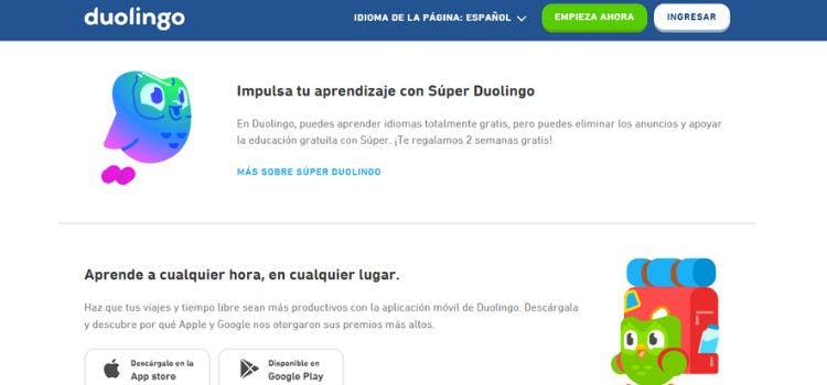 Home de duolingo plus