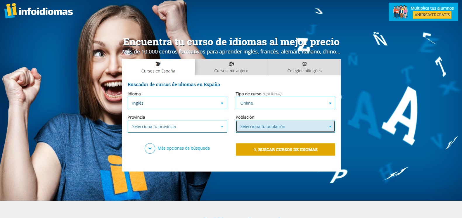 Buscar cursos en infoidiomas