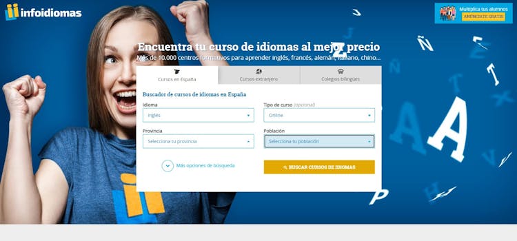 Buscar cursos en infoidiomas