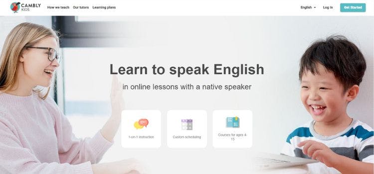 Página web de Cambly Kids - Niño y adulto.