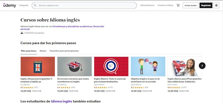 Cursos de inglés en Udemy
