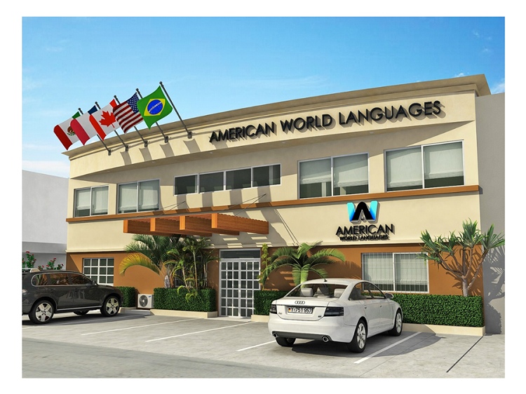 Ilustraci&oacute;n de la fachada de American World Languages.